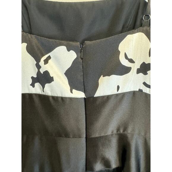 Suzi Chin for Maggy Boutique White/Black Silk Dress Size 4 - Picture 3 of 5